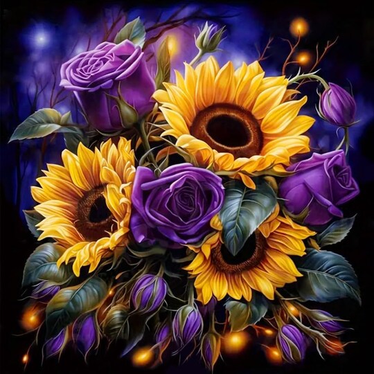 Citrus; Sunflower Diamond Painting Kits for Adults 12x12 Inch, 5D Full Drill Round Diamond Art Kit with Crystal Rhinestone Gems, DIY Flower Gem Craft Painting for Home Wall Decor Gifts; Category:Diamond Painting Kits; Image:1